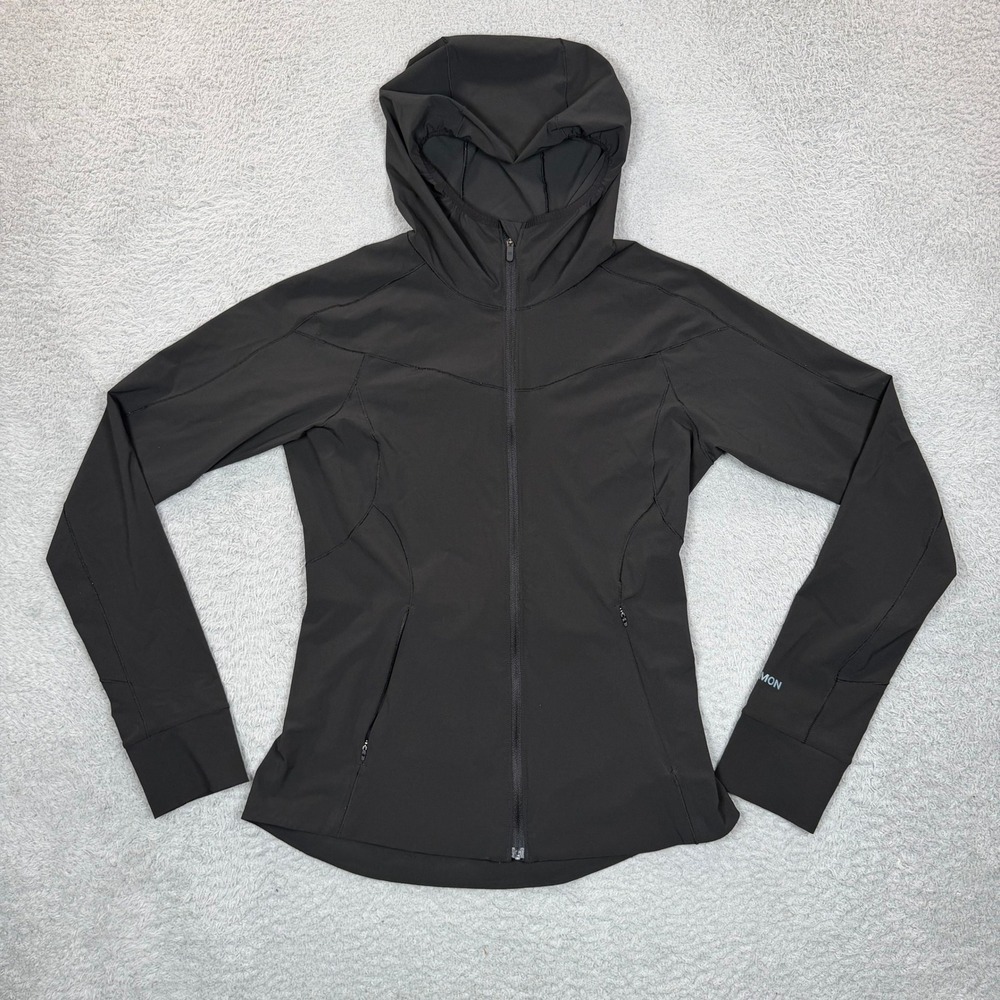Lululemon Cross Chill Jacket Black Size 6 LW4BSBS Hooded Run Shell Fleece Lined